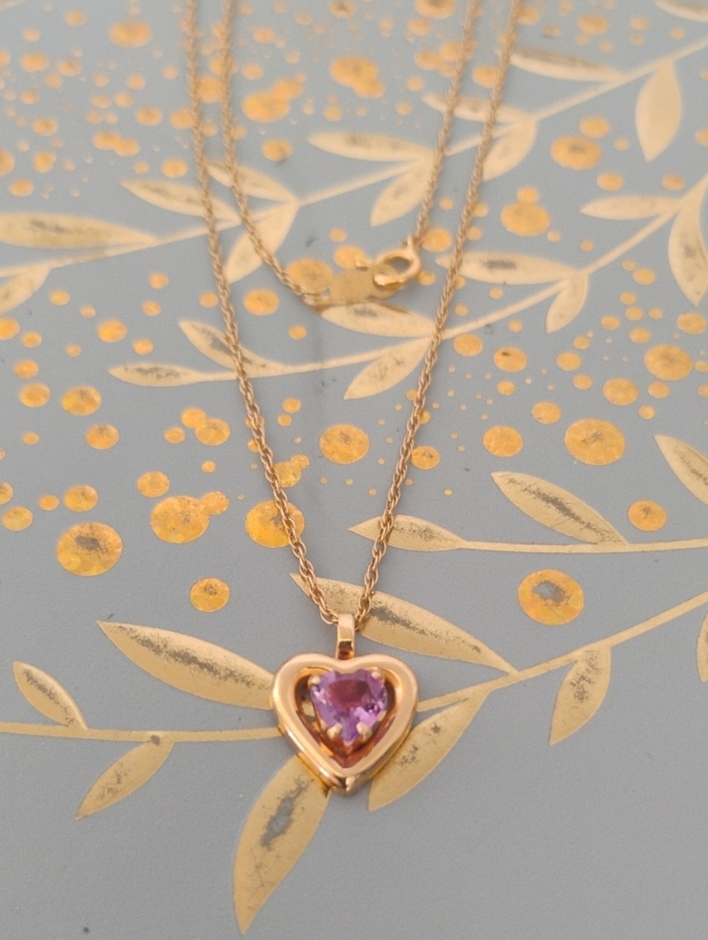Flash Sale! Rope Chain 14 K Gold Necklace With Purple Gemstone